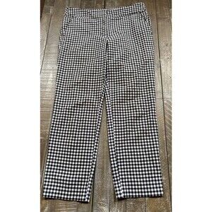 Ann Taylor Factory Sz 8 Black White Gingham Check Cropped Pants Womens Pockets